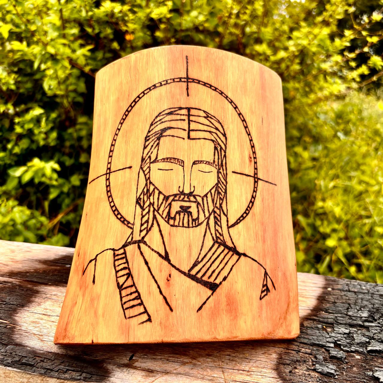 Retrato de mesa Cristo - Pirografado / Personalizado
